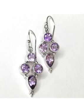 Sterling silver lavender purple Amethyst dangle drop earrings 🆕